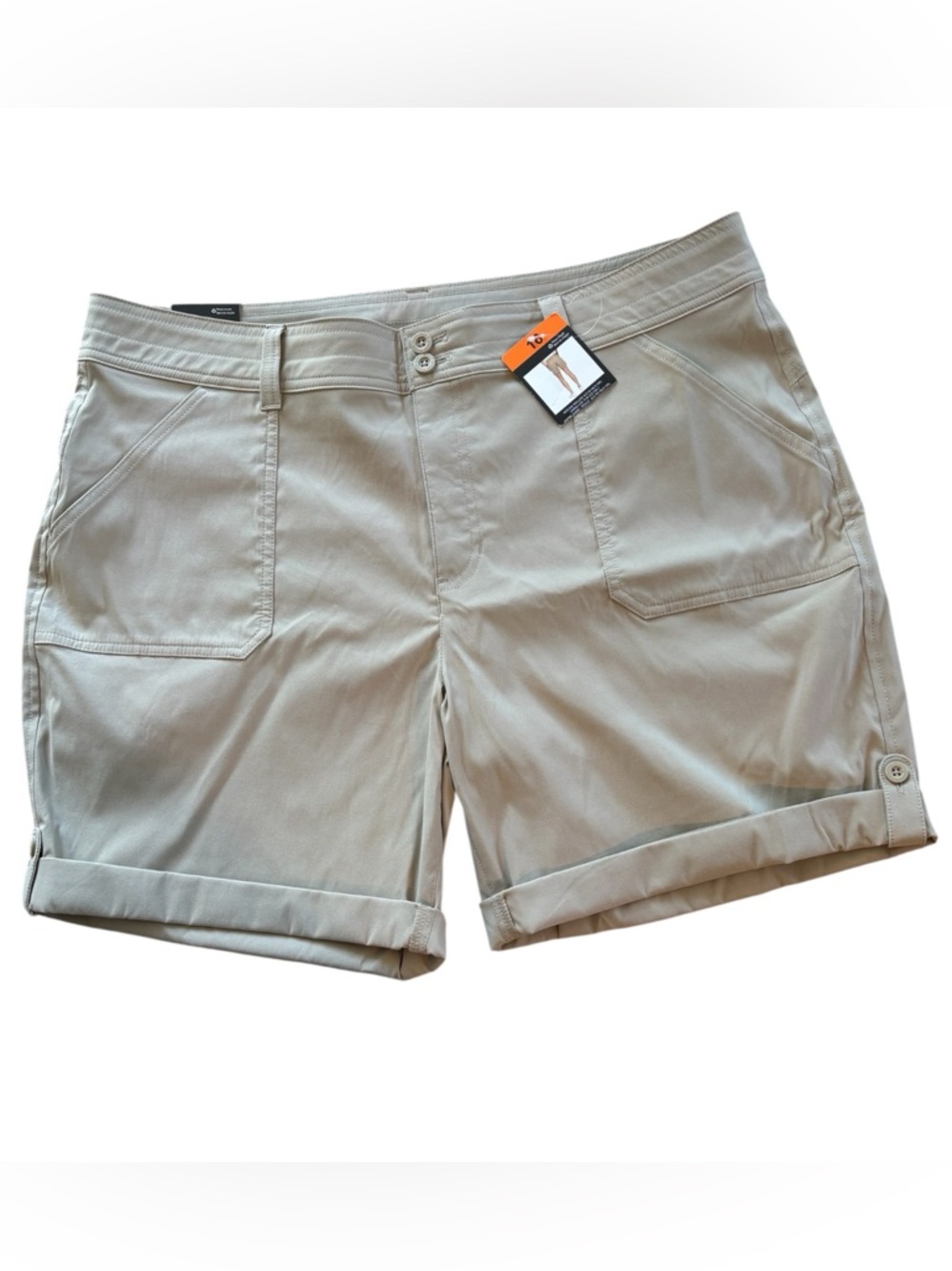 Eddie Bauer Women's Roll-Cuff Utility Bermudas in Light Tan